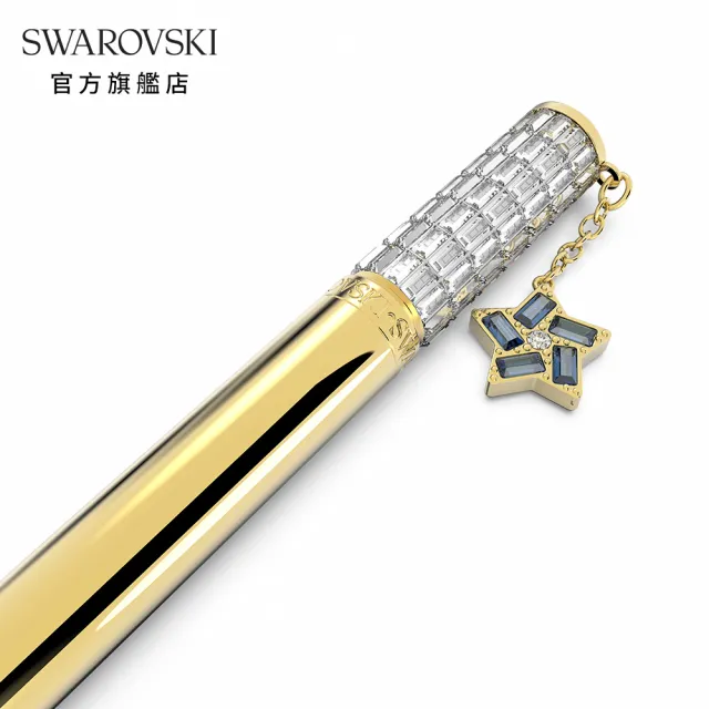 【SWAROVSKI 官方直營】Celebration 2022 圓珠筆 星星 白色 鍍金色色調 交換禮物