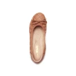 【W&M】女 菱格織線芭蕾風護踝真皮娃娃鞋(棕)