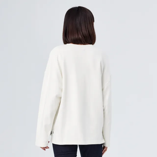 【Lee】女裝 長袖厚T / 經典系列 刺繡 奶霜白 季節性版型 / 101+ 系列(LL210356005)