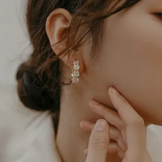 【Quenby】韓風新年新款浪漫花朵耳環/耳針(飾品/配件/