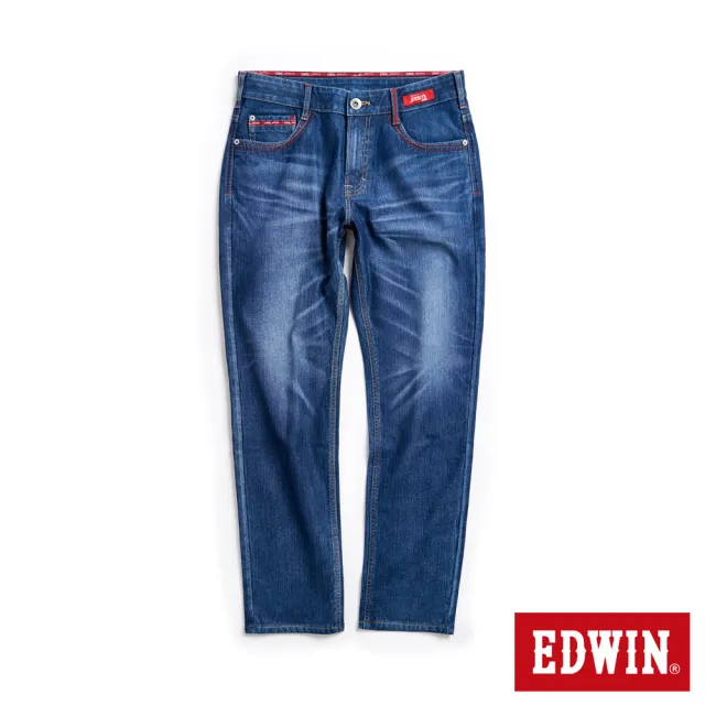 【EDWIN】男裝 東京紅360°迦績彈力機能中直筒牛仔褲(拔洗藍)