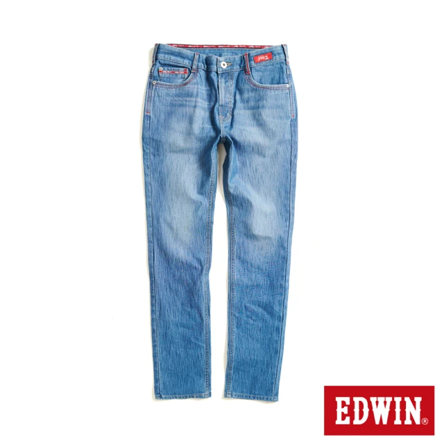 【EDWIN】男裝 東京紅360°迦績彈力機能小直筒牛仔褲(拔洗藍)