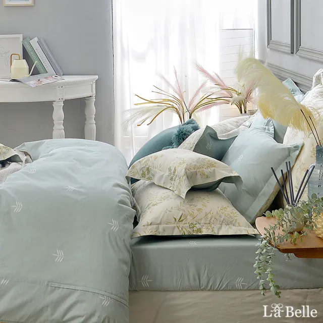 【La Belle】《芳草仙境》純棉防蹣抗菌吸濕排汗兩用被床包組(雙人)