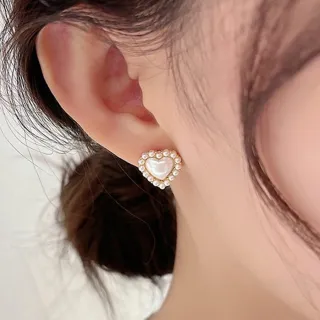 【Oni 歐妮】珍珠愛心造型 耳針穿式耳環耳釘耳骨環 耳飾925銀針(1對入)