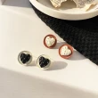 【INES】S925銀針耳環 水鑽耳環 愛心耳環/韓國設計S925銀針法式復古水鑽愛心圓盤造型耳環(2色任選)
