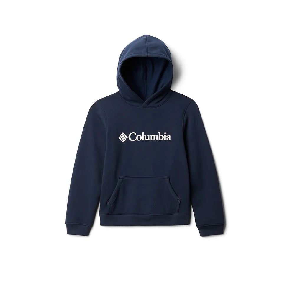 【Columbia 哥倫比亞】童款-LOGO連帽上衣-深藍(UAB00600NY/ 舒適)