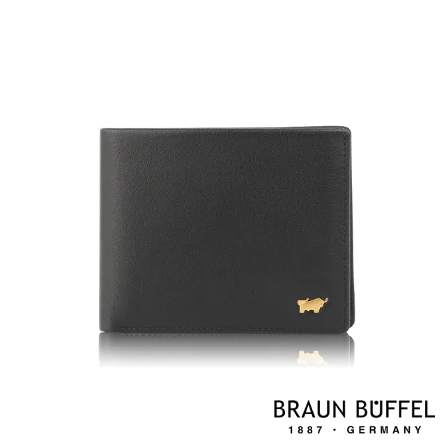【BRAUN BUFFEL 德國小金牛】新遊牧族-TW 4卡零錢袋皮夾-黑色(BF380-315-BK) 錢包送禮推薦