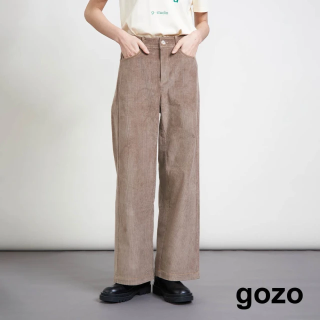 【gozo】minus g-限量系列 修身直筒燈芯絨長褲(兩色)