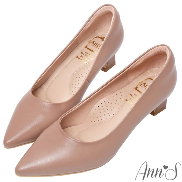 【Ann’S】平衡負擔-頂級綿羊皮性感尖頭粗跟包鞋4.5cm(棕)