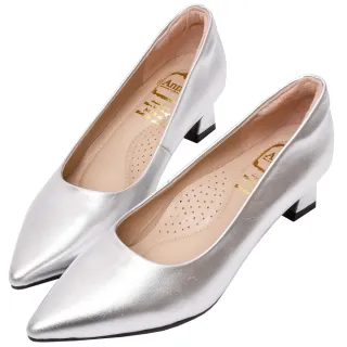 【Ann’S】平衡負擔-頂級綿羊皮性感尖頭粗跟包鞋4.5cm(銀)