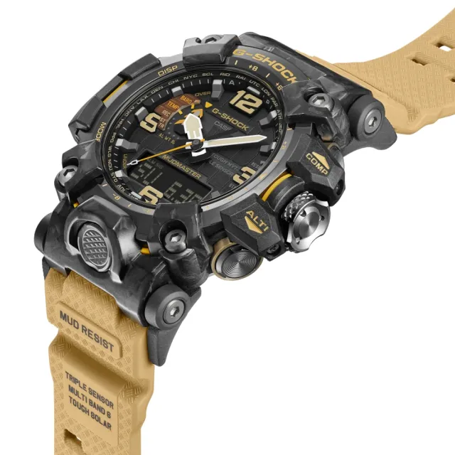 【CASIO 卡西歐】G-SHOCK MUDMASTER 碳纖維陸地極限 太陽能手錶(黑/卡其GWG-2000-1A5)