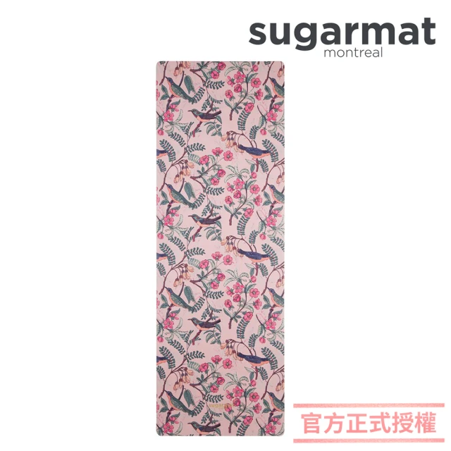 加拿大Sugarmat 麂皮絨天然橡膠加寬瑜珈墊 3.0mm(花鳥戲春 Bird Blush Suede)