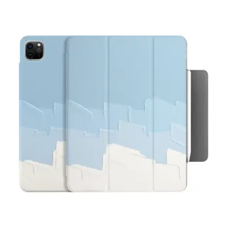 【BOJI 波吉】iPad mini 6 8.3吋 聰穎搭扣三折式可吸附筆磁吸夾 奶油藍色