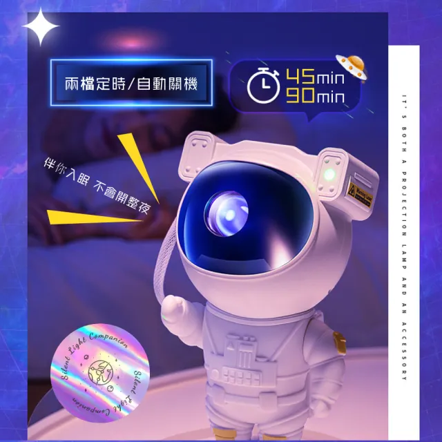 【浩瀚銀河】USB太空人造型旋轉星空燈(禮物 小夜燈 氛圍燈 宇宙人 宇航員 銀河燈 星空投影燈)