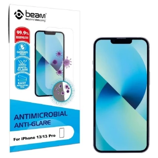 【BEAM】iPhone 13 /13 Pro 6.1 抗病菌+抗眩光螢幕保護貼(超值2入裝)