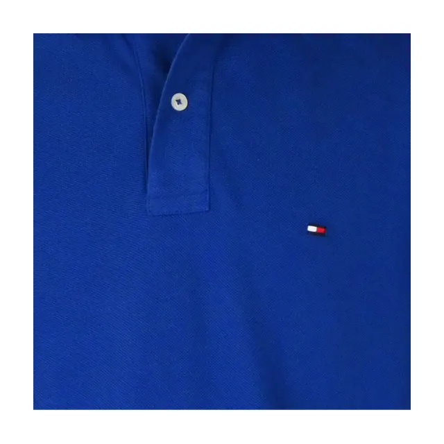 【Tommy Hilfiger】經典刺繡標誌素面男款POLO衫(藍)