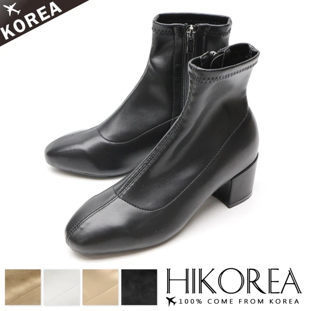 【HIKOREA】韓國空運。夢想世代圓頭款5CM粗跟短靴-版型偏小(71-3347/五色/現貨)