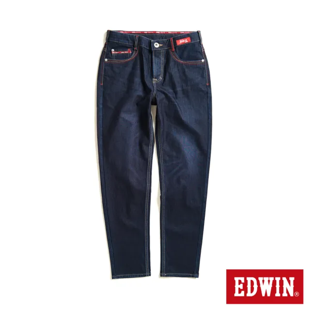 【EDWIN】女裝 東京紅360°迦績彈力機能錐形牛仔褲(原藍磨)