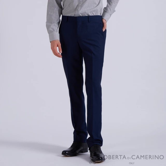 【ROBERTA 諾貝達】男裝 修身版 上班族首選 經典時尚西褲 平口(藍)