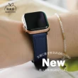 【蘋果庫Apple Cool】Apple Watch S7/6/SE/5/4 38/40/41mm 經典黑扣皮革親膚型錶帶