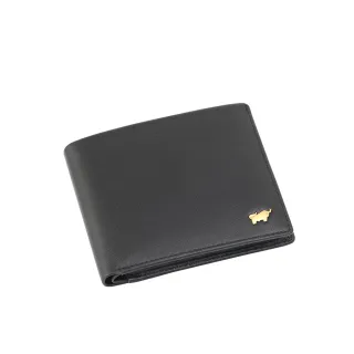 【BRAUN BUFFEL 德國小金牛】台灣總代理 新遊牧族-TW 8卡中間翻零錢袋短夾-黑色(BF380-318-BK)