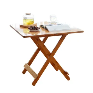 【DR.MANGO 芒果科技】楠竹免安裝易收納摺疊桌圓桌餐桌80cm(高度可調 易收納)