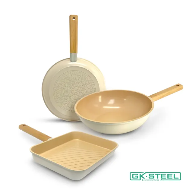 美國GKSTEEL無毒天然陶瓷鑄造原木鍋具