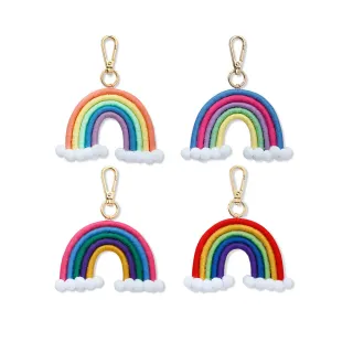 【Bliss BKK】可愛吊飾 編織彩虹雲朵球吊飾 包包搭配首選 鑰匙圈(4色可選)