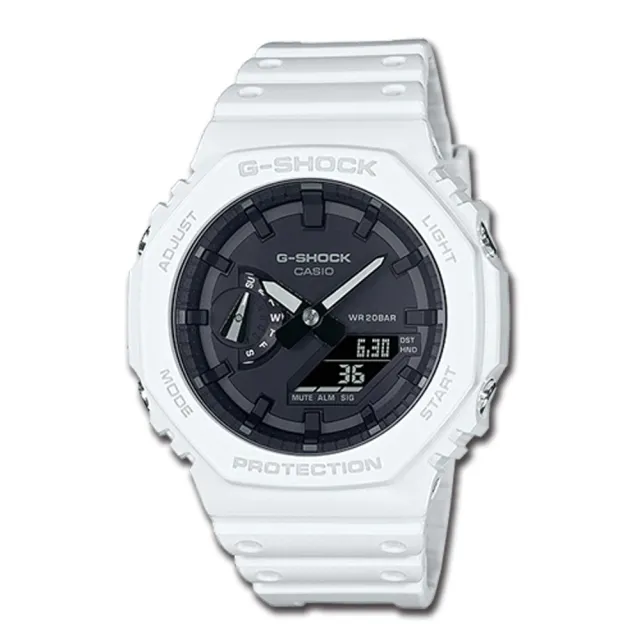 CASIO 卡西歐】G-SHOCK 雙顯男錶樹脂錶帶白防水200米GA-2100(GA-2100