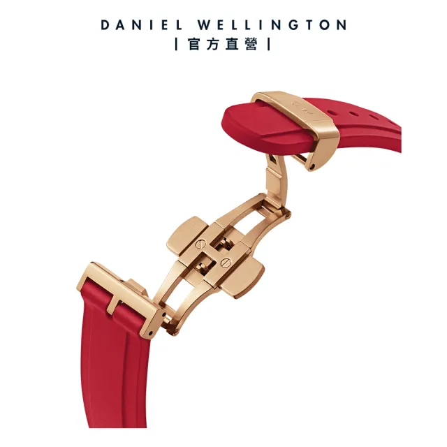 【Daniel Wellington】DW 手錶  Iconic Motion Ruby 32mm限量寶石紅膠腕錶 玫瑰金框(DW00100503)