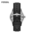 【FOSSIL 官方旗艦館】Townsman 鏤空羅馬數字機械錶 黑色真皮錶帶 手錶 44MM ME3200