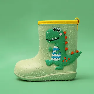 【Cheerful Mario】兒童雨鞋-綠色恐龍(兒童雨鞋)