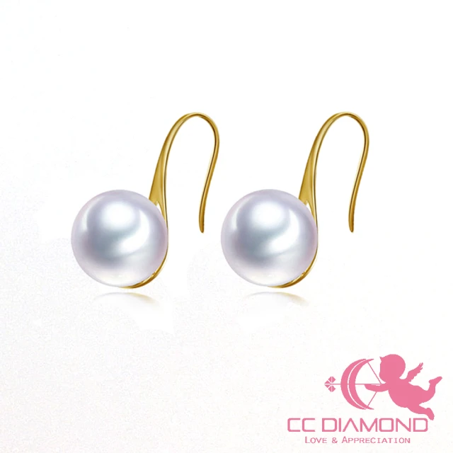 【CC Diamond】日本進口海水AKOYA 18K珍珠耳環7-7.5mm(*正圓強光幾乎無瑕*)