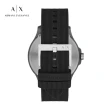 【A|X Armani Exchange 官方直營】Hampton 經典壓字計時手錶 黑色矽膠錶帶 46MM AX2425