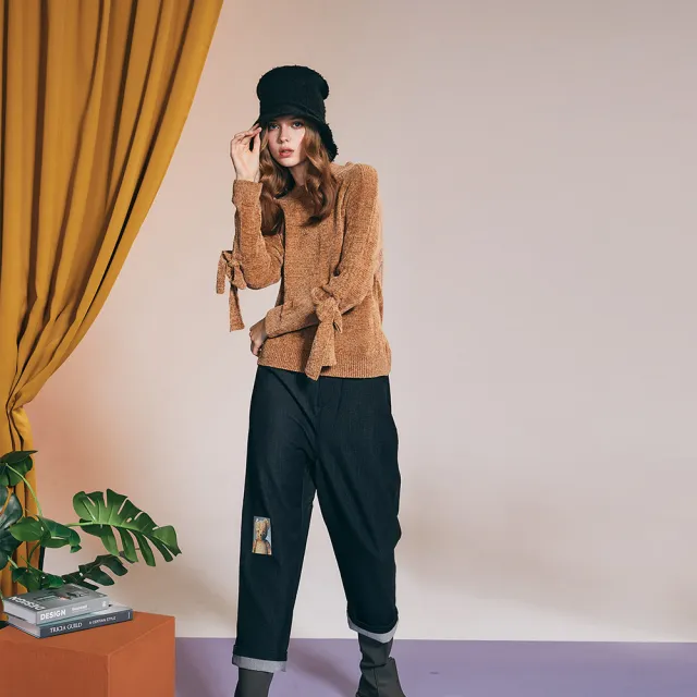 【ICHE 衣哲】Cop.Copine 法國原裝進口針織落肩上衣-秋香褐