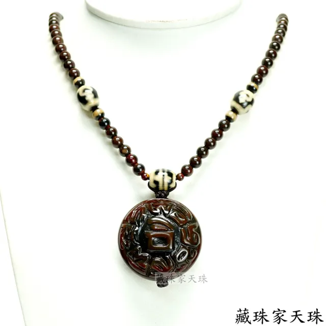 【藏珠家】40mm阿卡六字觀音+財咒 天珠項鍊