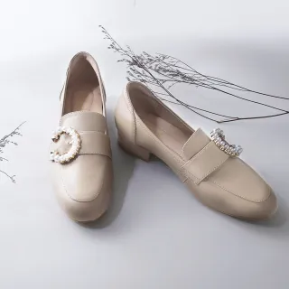 澳洲LINS奢華珍珠彎月羊皮樂福鞋