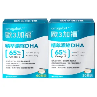 【Om3gafort 歐3加福】精萃濃縮魚油DHA 60顆+30顆