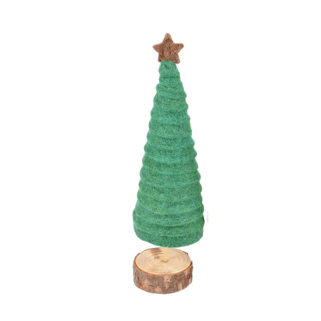 【YU Living 信歐傢居】北歐風毛氈聖誕樹擺飾 聖誕節擺件(中/高32cm/2色/淺綠色/深綠色)