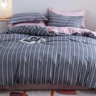 【寢室安居】日式柔絲絨-兩用被床包四件組(素色.印花多色任選)