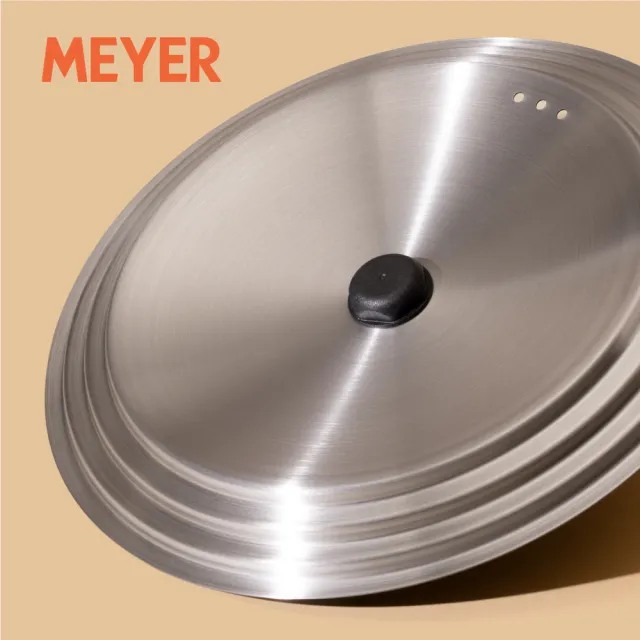 【MEYER 美亞】Accent微金亞光黑-不鏽鋼萬用鍋蓋-大(24/26/28cm 鍋型適用)