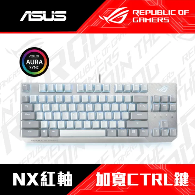 【ASUS 華碩】ROG STRIX SCOPE NX TKL moonlight white  紅軸電競鍵盤(月光白)