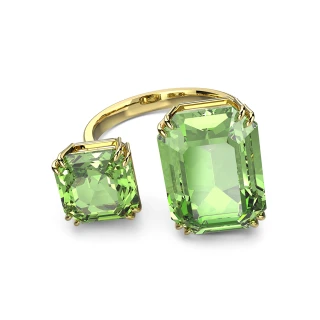 【SWAROVSKI 官方直營】Millenia 個性戒指 八角形切割Swarovski 水晶 綠色 鍍金色色調 交換禮物