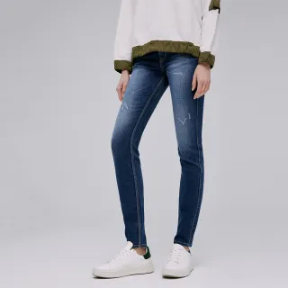 【BRAPPERS】女款 新美腳 ROYAL系列-中腰彈性窄管褲(深藍)