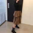 【BBHONEY】韓國復古 假兩件大學T拼接豹紋連身裙(網美必備款)