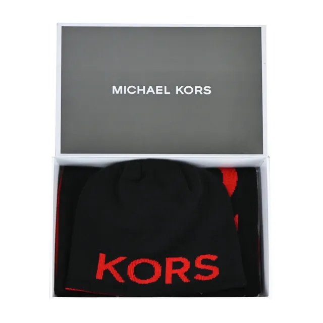 【Michael Kors】簡寫LOGO配色針織毛帽/圍巾禮盒(多色)