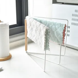 【Homely Zakka】日式簡約鐵藝木質摺疊抹布架/毛巾架 