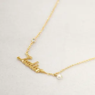 【Dior 迪奧】專櫃商品 品牌Jadior英字LOGO水鑽珍珠時尚項鍊(金)