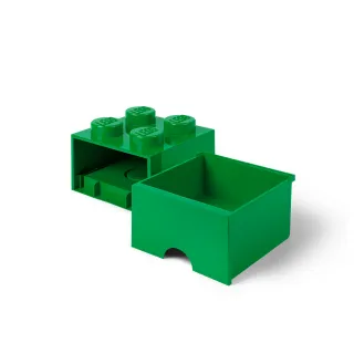 【LEGO 樂高】Room Copenhagen LEGO☆ Storage Brick 4樂高積木經典方塊四抽屜盒-綠色(樂高玩具收納盒)