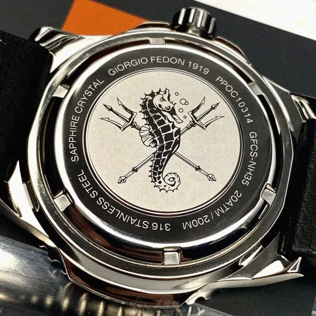 【GIORGIO FEDON 1919】喬治飛登1919男錶型號GF00055(黑色幾何立體圖形錶面銀錶殼深黑色真皮皮革錶帶款)